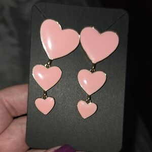 Pink Heart Drop Earrings